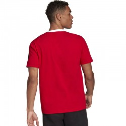 Adidas Essentials Colorblock Ανδρικό T-shirt White / Scarlet με Λογότυπο HE4330