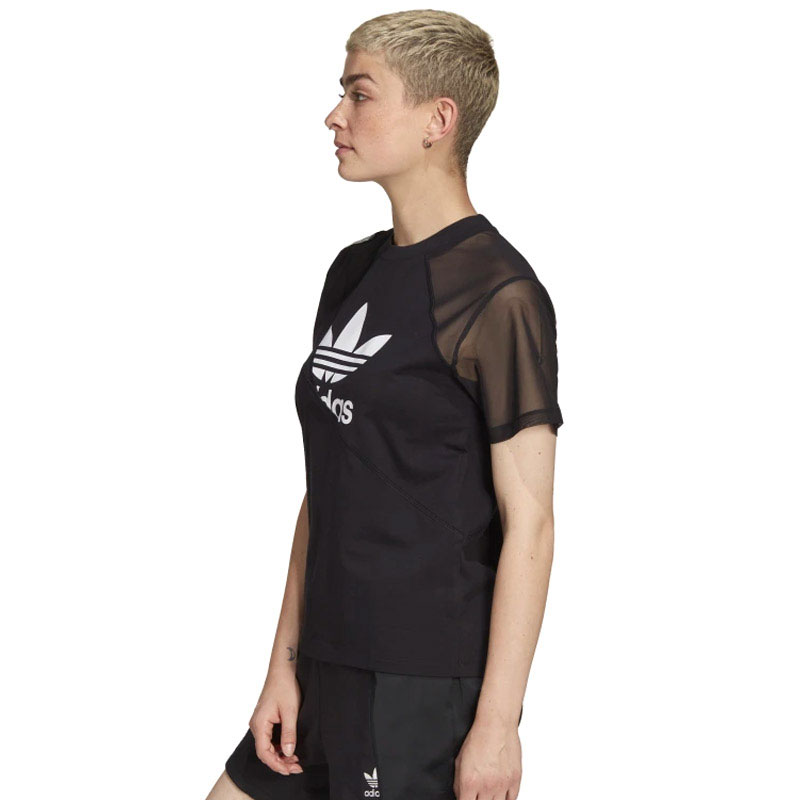 Adidas Adicolor Split Trefoil Γυναικείο T-shirt Μαύρο με Στάμπα HC7039