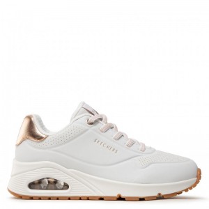 Skechers UNO - SHIMMER AWAY (155196-WHT)ΓΥΝΑΙΚΕΙΑ ΠΑΠΟΥΤΣΙΑ WHITE/GOLD