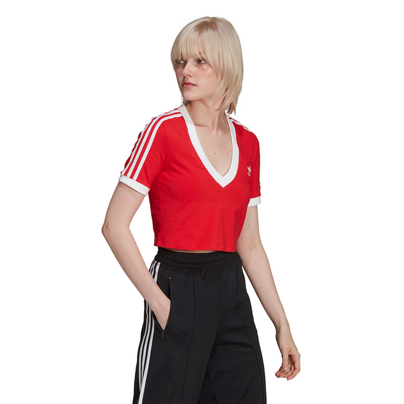 Adidas Adicolor Classics Κοντομάνικο Crop Top ΚΟΚΚΙΝΟ (HC2038)