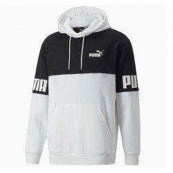 PUMA Power Colorblock Hoodie (849807-02)White / Black ανδρικο φουτερ