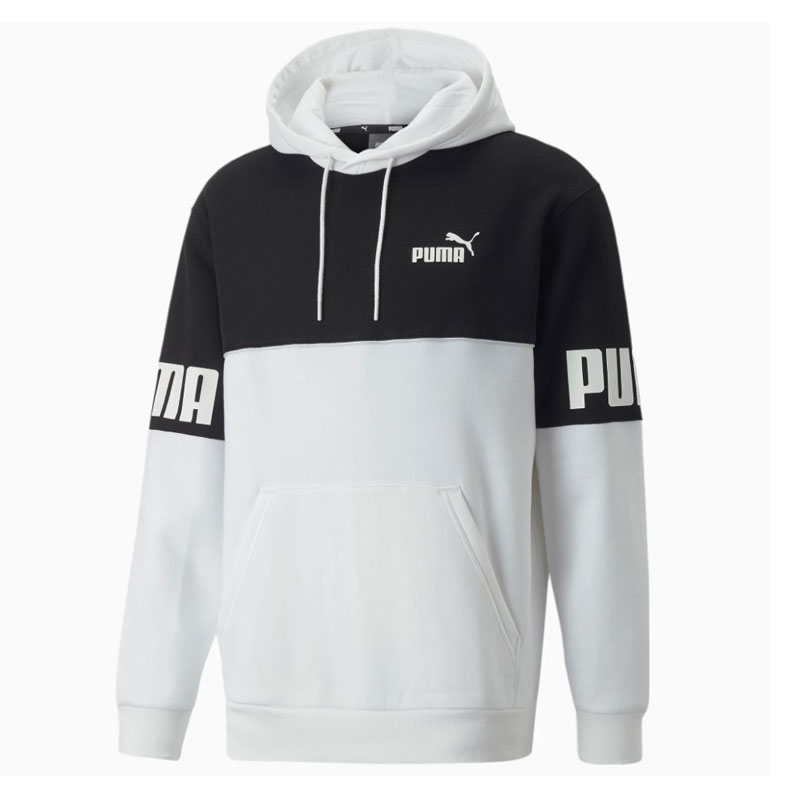 PUMA Power Colorblock Hoodie (849807-02)White / Black ανδρικο φουτερ