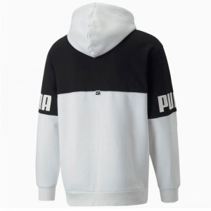 PUMA Power Colorblock Hoodie (849807-02)White / Black ανδρικο φουτερ PUMA Power Colorblock Hoodie (849807-02)White / Black ανδρικο φουτερ