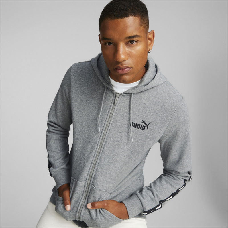 PUMA Essentials+ Tape Full-Zip Hoodie Men (670270-03)ΓΚΡΙ ΑΝΔΡΙΚΗ ΖΑΚΕΤΑ