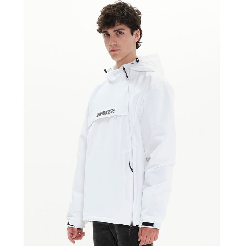 EMERSON MENS PULLOVER JACKET WIYH HOOD (222.EM10.63-WHITE)ΛΕΥΚΟ ΑΝΔΡΙΚΟ ΜΠΟΥΦΑΝ