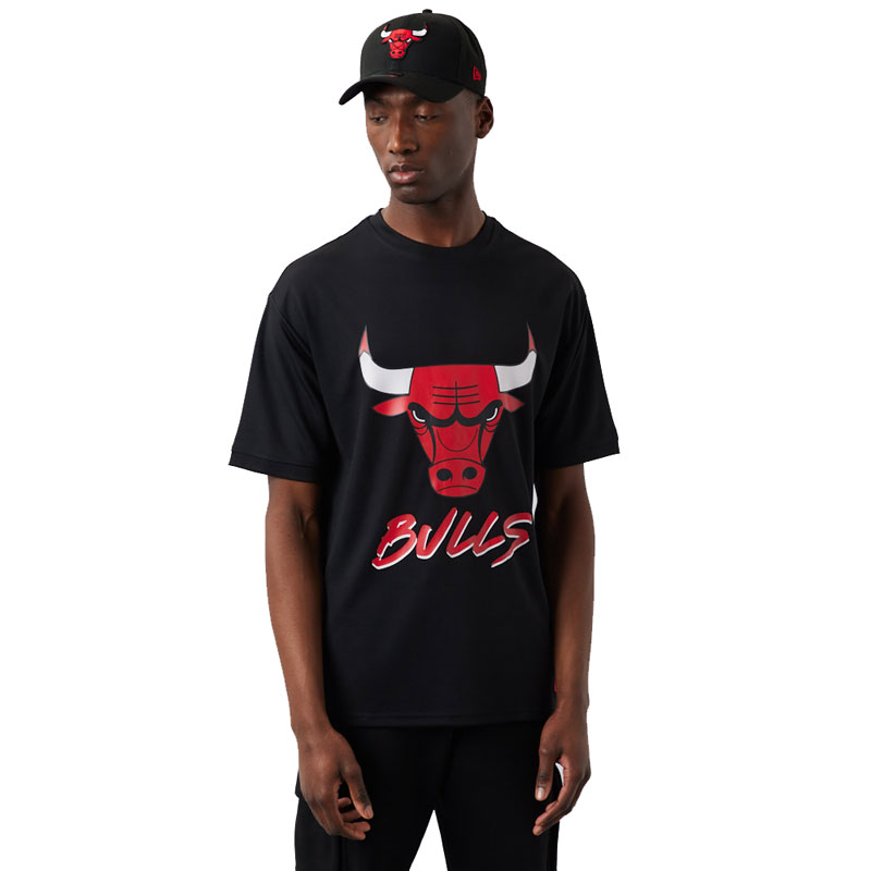 NEW ERA Chicago Bulls NBA Script Black T-Shirt (60284738)ΜΑΥΡΟ