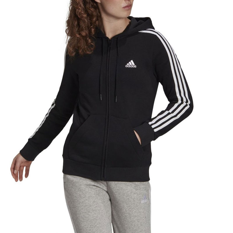 Adidas Essentials Γυναικεία Ζακέτα Φούτερ με Κουκούλα Μαύρη (GM5567)
