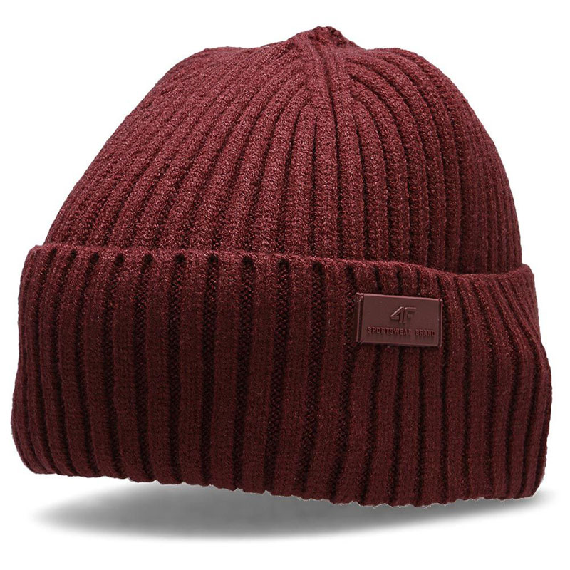 4F Beanie Ανδρικός Σκούφος με Rib Πλέξη σε Μπορντό χρώμα (H4Z22-CAM003-60S)