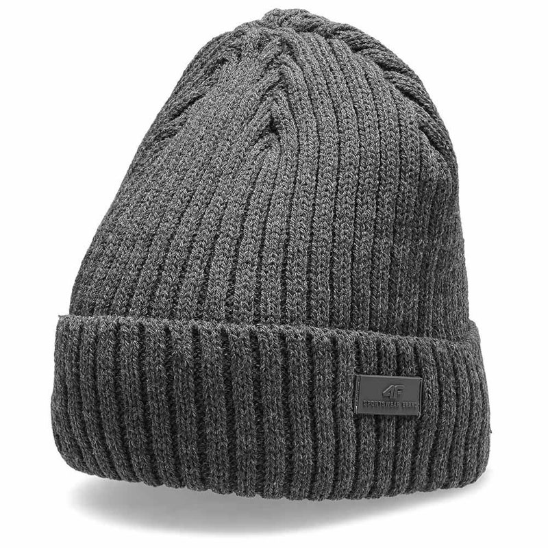 4F Beanie Ανδρικός Σκούφος με Rib Πλέξη σε Γκρι χρώμα (H4Z22-CAM009-24M)