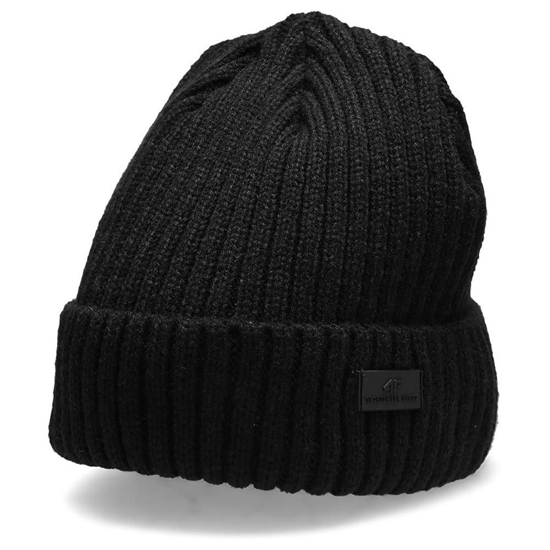 4F Beanie Ανδρικός Σκούφος με Rib Πλέξη σε Μαύρο χρώμα (H4Z22-CAM009-20S)