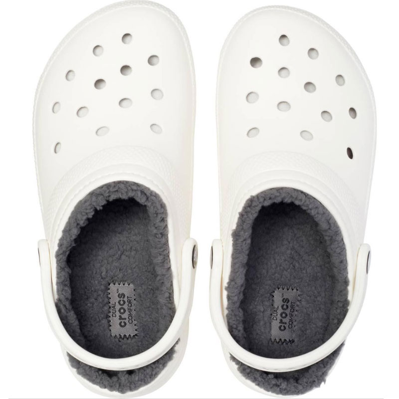 Crocs Classic Lined Clog Κλειστές Χειμερινές Ανδρικές Παντόφλες με Γούνα Λευκές (203591-10M)