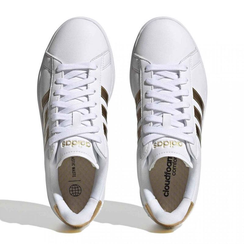 Adidas Grand Court Cloudfoam Comfort (HP9417)ΓΥΝΑΙΚΕΙΟ ΥΠΟΔΗΜΑ ΛΕΥΚΟ/ΧΡΥΣΟ