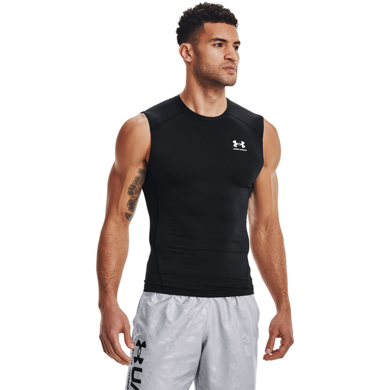 UNDER ARMOUR Heatgear Compression (1361522-001)Ανδρική Αμάνικη Μπλούζα Μαύρη