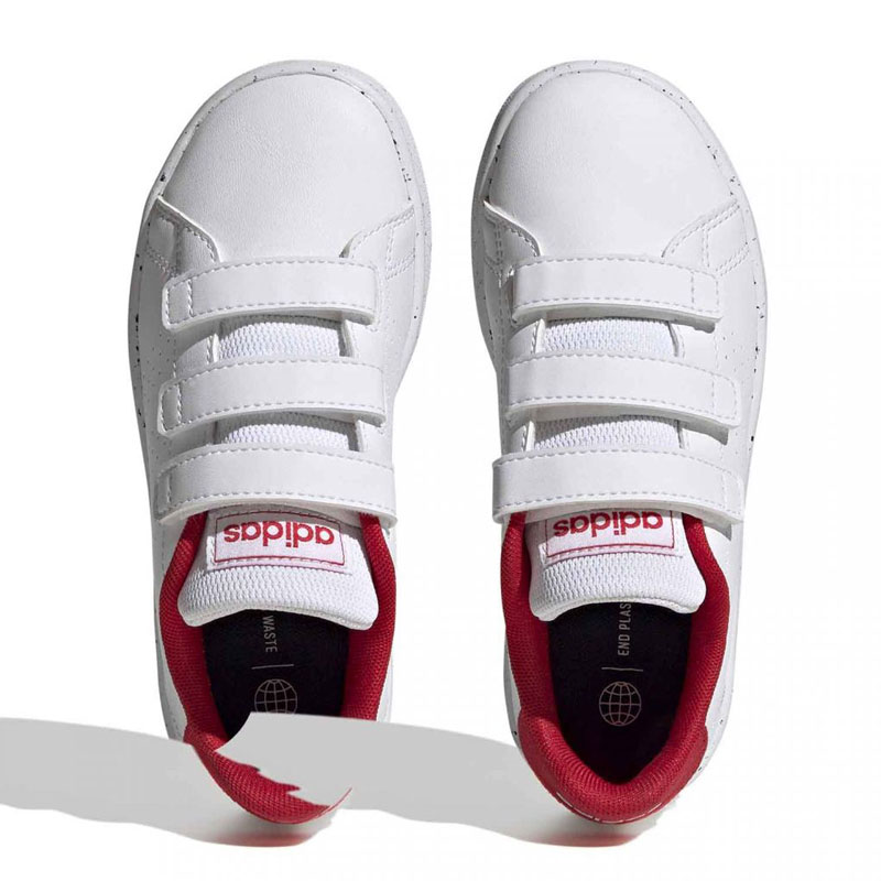 Adidas Advantage Court Hook (H06212)Παιδικά Παπουτσια ΛΕΥΚΟ/ΚΟΚΚΙΝΟ