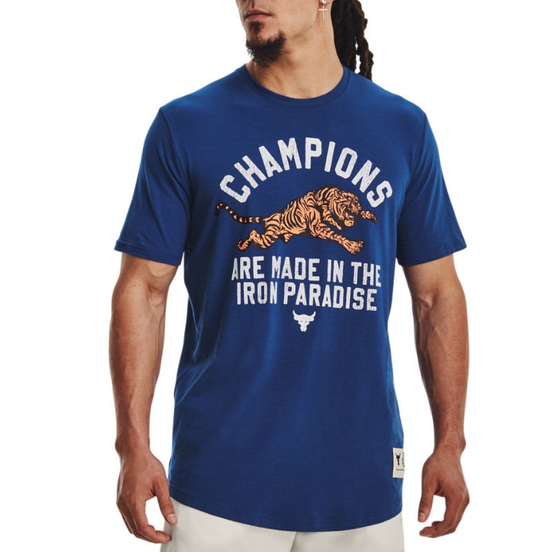 Under Armour Project Rock Champ SS (1376897-471) Ανδρικό T-shirt Μπλε