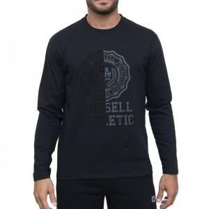 RUSSELL ATH ROSE-L/S CREWNECK TEE SHIRT (A3-037-2-IO-099)ΑΝΔΡΙΚΟ T-SHIRT ΜΑΚΡΥΜΑΝΙΚΟ ΜΑΥΡΟ