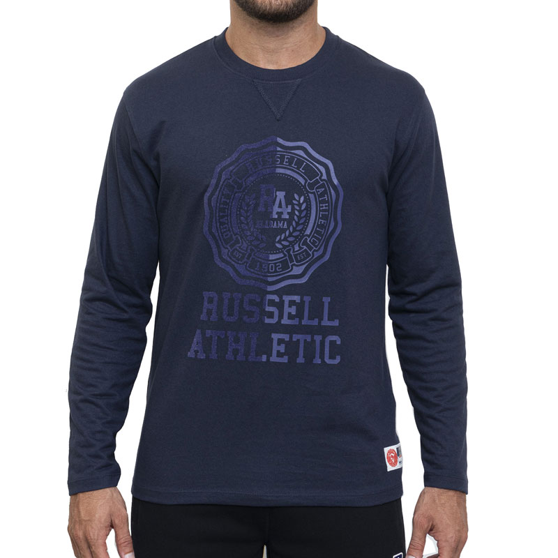 RUSSELL ATH ROSE-L/S CREWNECK TEE SHIRT (A3-037-2-NA-190)ΑΝΔΡΙΚΟ T-SHIRT ΜΑΚΡΥΜΑΝΙΚΟ ΜΠΛΕ