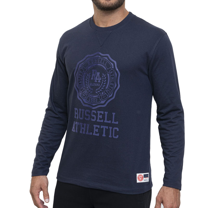 RUSSELL ATH ROSE-L/S CREWNECK TEE SHIRT (A3-037-2-NA-190)ΑΝΔΡΙΚΟ T-SHIRT ΜΑΚΡΥΜΑΝΙΚΟ ΜΠΛΕ