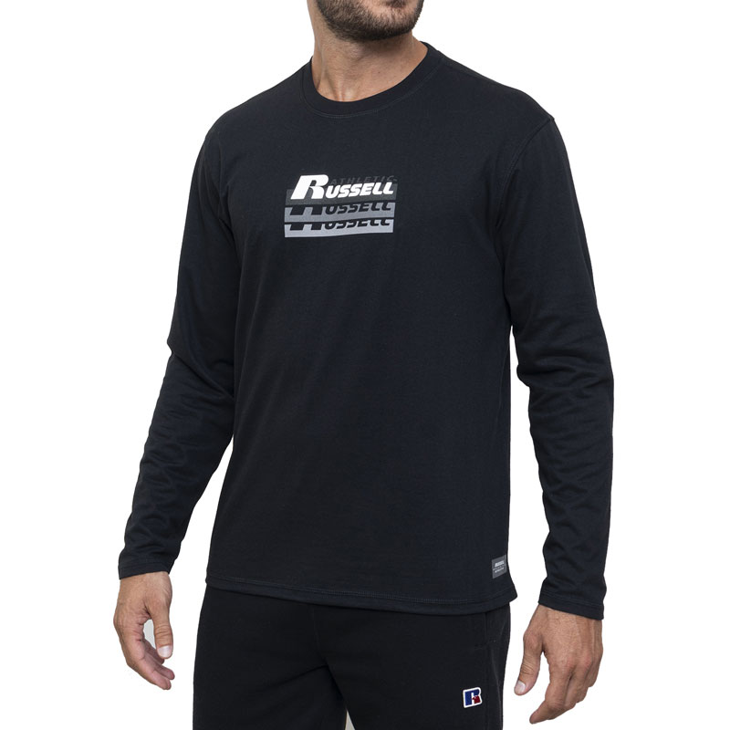 RUSSELL MIDTOWN-L/S CREWNECK TEE SHIRT (A3-052-2-IO-099)ΑΝΔΡΙΚΟ  T-SHIRT ΜΑΚΡΥΜΑΝΙΚΟ ΜΑΥΡΟ