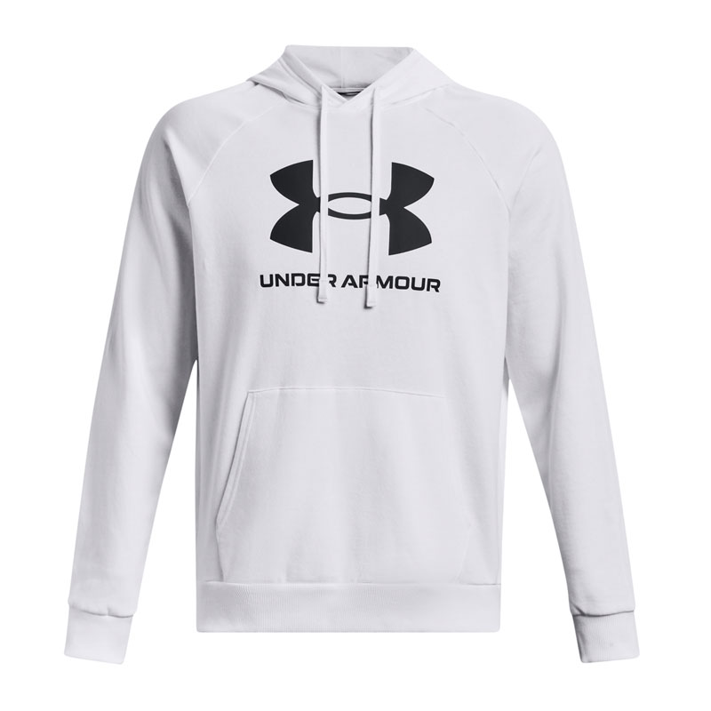 UNDER ARMOUR RIVAL FLEECE LOGO HD (1379758-100)Ανδρικό Φούτερ με Κουκούλα και Τσέπες White/Black