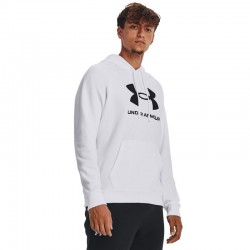 UNDER ARMOUR RIVAL FLEECE LOGO HD (1379758-100)Ανδρικό Φούτερ με Κουκούλα και Τσέπες White/Black