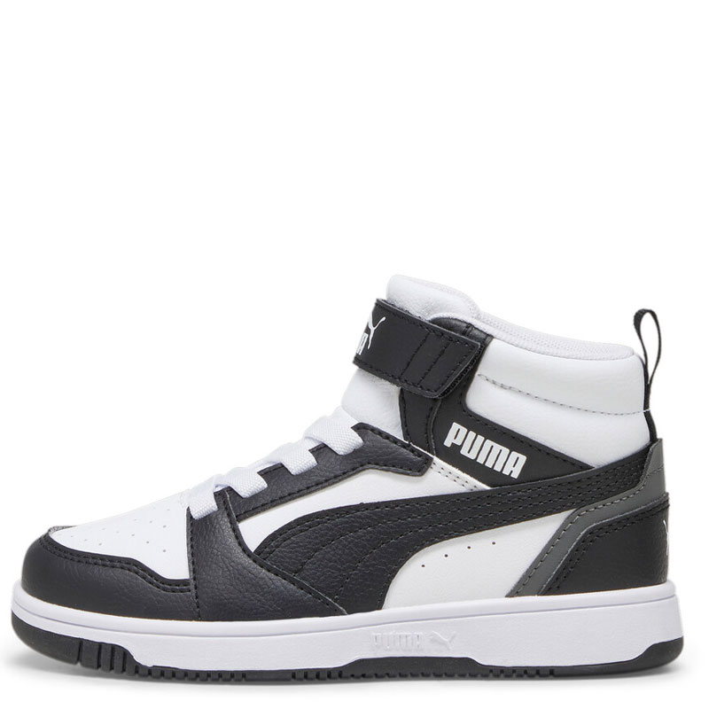 PUMA Rebound V6 Mid Sneakers Kids (393832-01)ΠΑΙΔΙΚΑ ΜΠΟΤΑΚΙΑ WHITE/BLACK/GRAY