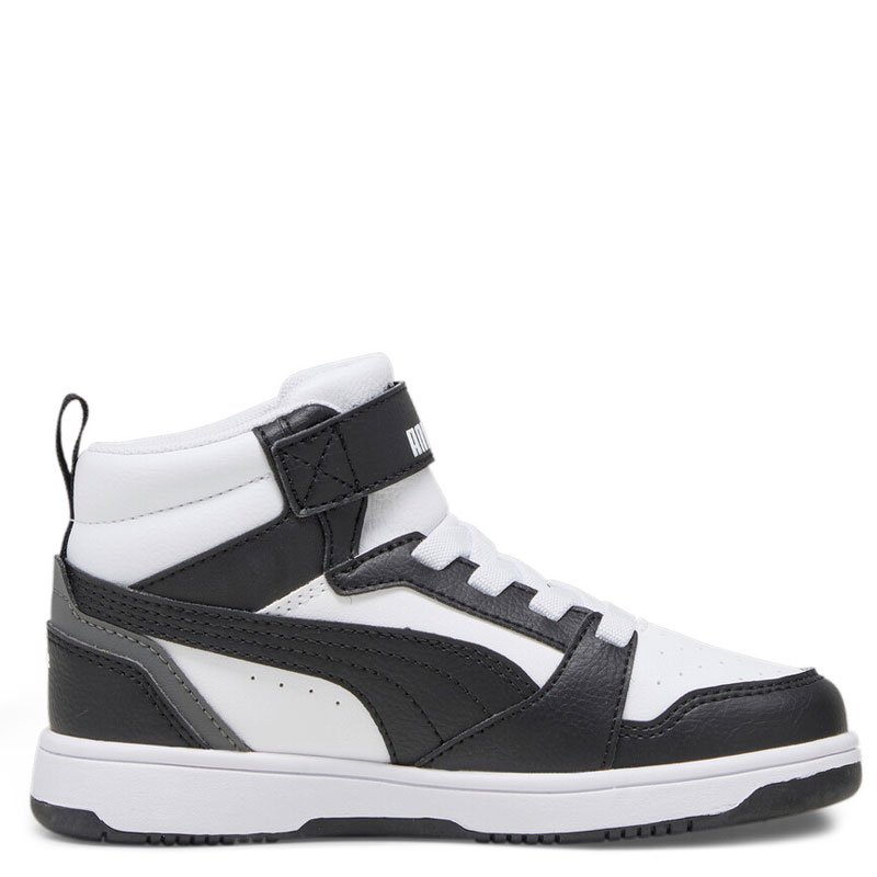 PUMA Rebound V6 Mid Sneakers Kids (393832-01)ΠΑΙΔΙΚΑ ΜΠΟΤΑΚΙΑ WHITE/BLACK/GRAY