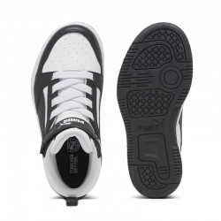 PUMA Rebound V6 Mid Sneakers Kids (393832-01)ΠΑΙΔΙΚΑ ΜΠΟΤΑΚΙΑ WHITE/BLACK/GRAY