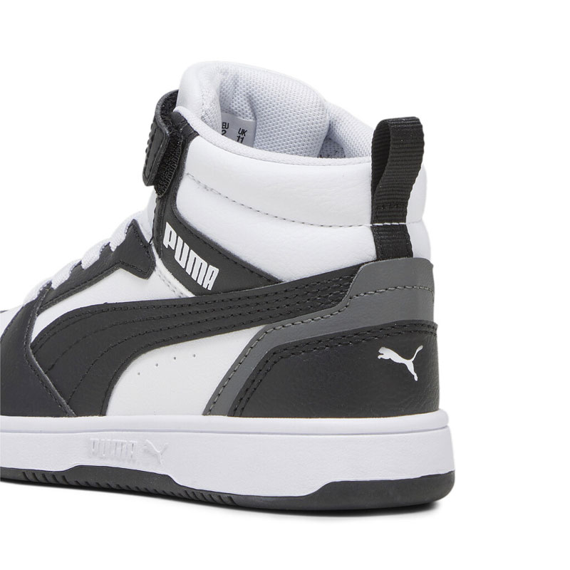 PUMA Rebound V6 Mid Sneakers Kids (393832-01)ΠΑΙΔΙΚΑ ΜΠΟΤΑΚΙΑ WHITE/BLACK/GRAY