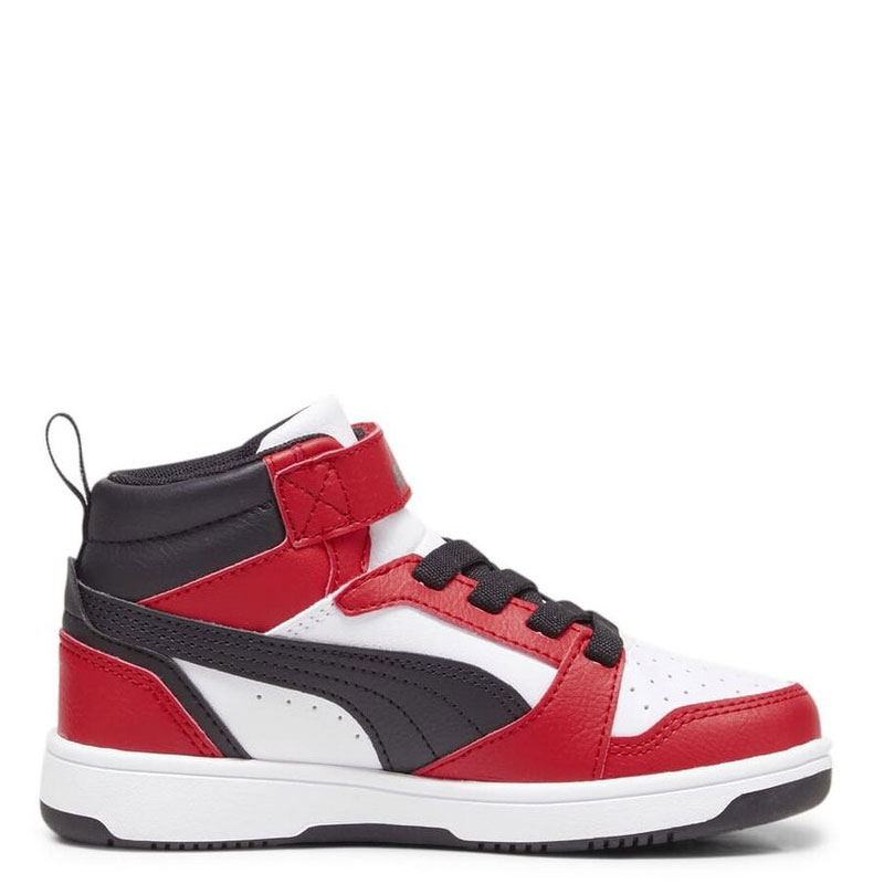 PUMA Rebound V6 Mid Sneakers Kids (393832-03)ΠΑΙΔΙΚΑ ΜΠΟΤΑΚΙΑ RED/WHITE/BLACK