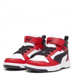 PUMA Rebound V6 Mid Sneakers Kids (393832-03)ΠΑΙΔΙΚΑ ΜΠΟΤΑΚΙΑ RED/WHITE/BLACK