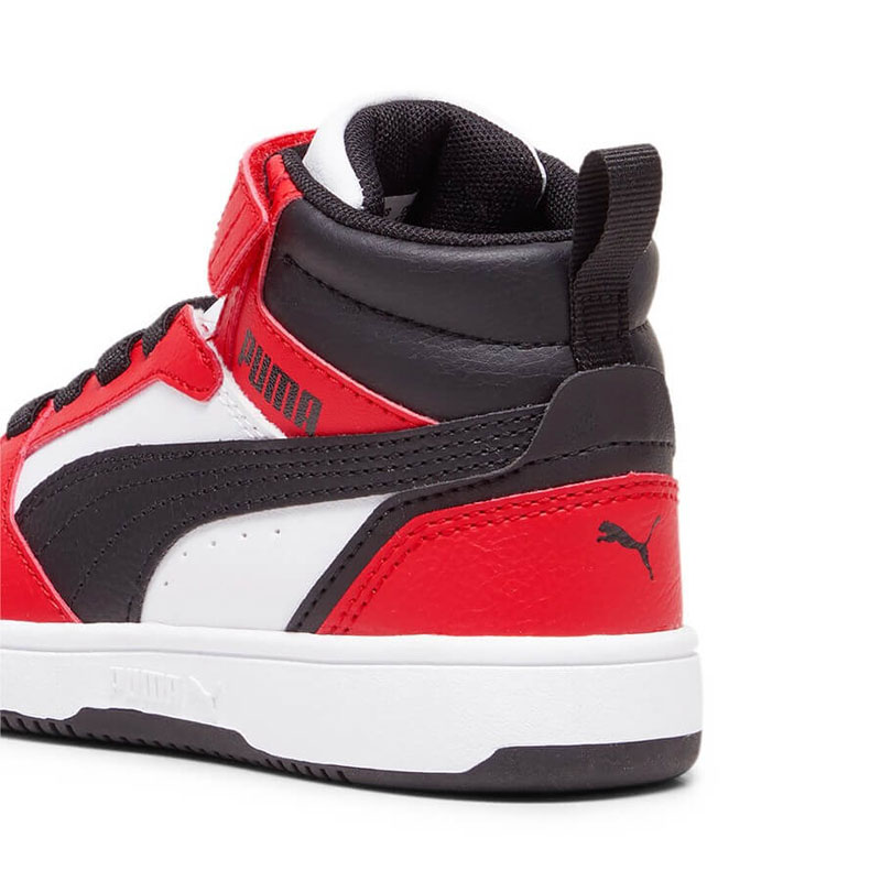 PUMA Rebound V6 Mid Sneakers Kids (393832-03)ΠΑΙΔΙΚΑ ΜΠΟΤΑΚΙΑ RED/WHITE/BLACK