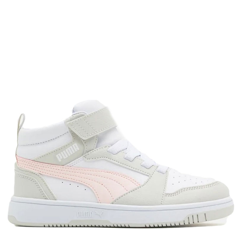 PUMA Rebound V6 Mid Sneakers Kids (393832-04)ΠΑΙΔΙΚΑ ΜΠΟΤΑΚΙΑ White/Frosty Pink/Sedate Gray