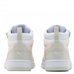 PUMA Rebound V6 Mid Sneakers Kids (393832-04)ΠΑΙΔΙΚΑ ΜΠΟΤΑΚΙΑ White/Frosty Pink/Sedate Gray