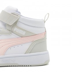 PUMA Rebound V6 Mid Sneakers Kids (393832-04)ΠΑΙΔΙΚΑ ΜΠΟΤΑΚΙΑ White/Frosty Pink/Sedate Gray