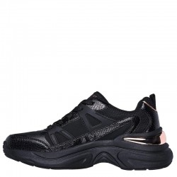 Skechers Snake Trimmed Perforated Durleather Lace Up Fashion Sneaker (177576-BBK)ΜΑΥΡΟ ΓΥΝΑΙΚΕΙΟ ΥΠΟΔΗΜΑ