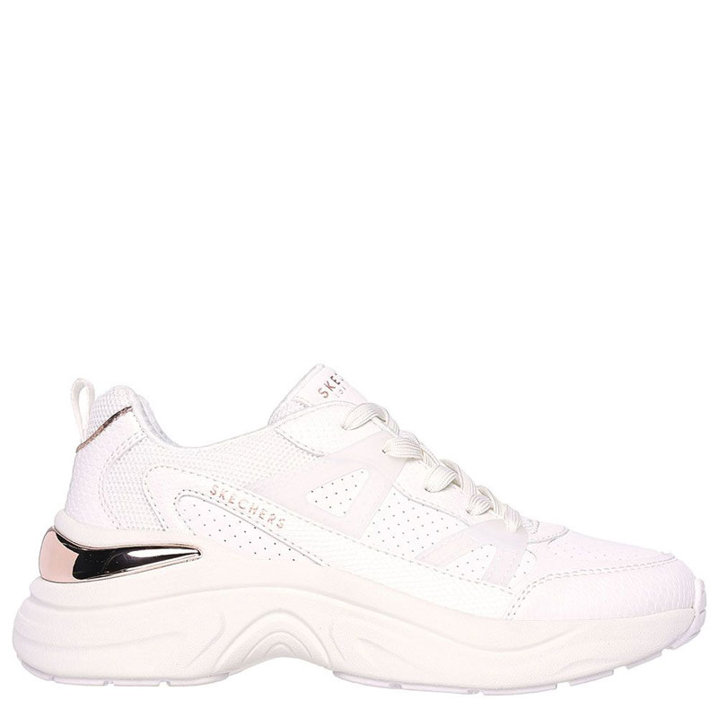Skechers Snake Trimmed Perforated Durleather Lace Up Fashion Sneaker (177576-WHT)ΛΕΥΚΟ ΓΥΝΑΙΚΕΙΟ ΥΠΟΔΗΜΑ