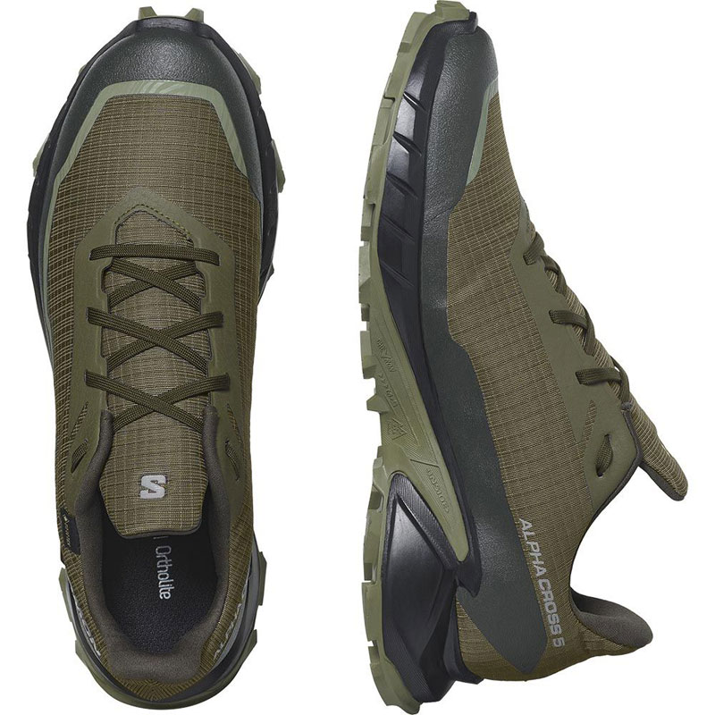 Salomon Alphacross 5 GTX (473103)Ανδρικά Παπούτσια Αδιάβροχα με Μεμβράνη Gore-Tex Olive Night/Black/Deep Lichen Green