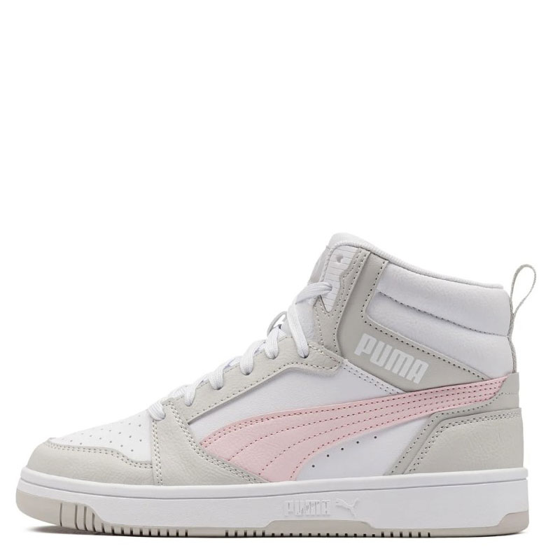 Puma Rebound V6 MID JR (393831-04)ΠΑΙΔΙΚΟ ΥΠΟΔΗΜΑ ΜΠΟΤΑΚΙ WHITE/FROSTY PINK/SEDATE GRAY