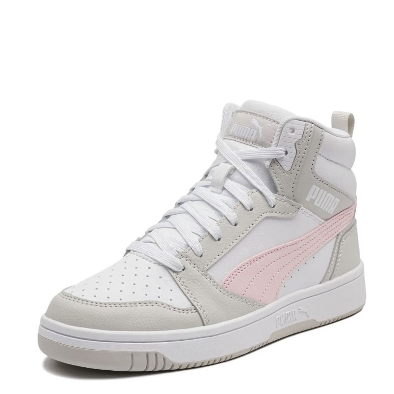 Puma Rebound V6 MID JR (393831-04)ΠΑΙΔΙΚΟ ΥΠΟΔΗΜΑ ΜΠΟΤΑΚΙ WHITE/FROSTY PINK/SEDATE GRAY