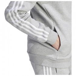 ADIDAS ESSENTIALS FLEECE 3-STRIPES FULL-ZIP HOODIE (IJ6479)Ανδρική Φούτερ Ζακέτα με Κουκούλα και Τσέπες Medium Grey Heather