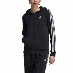 ADIDAS ESSENTIALS 3-STRIPES FULL-ZIP FLEECE HOODIE (HZ5743)Γυναικεία Ζακέτα Φούτερ με Κουκούλα Μαύρη