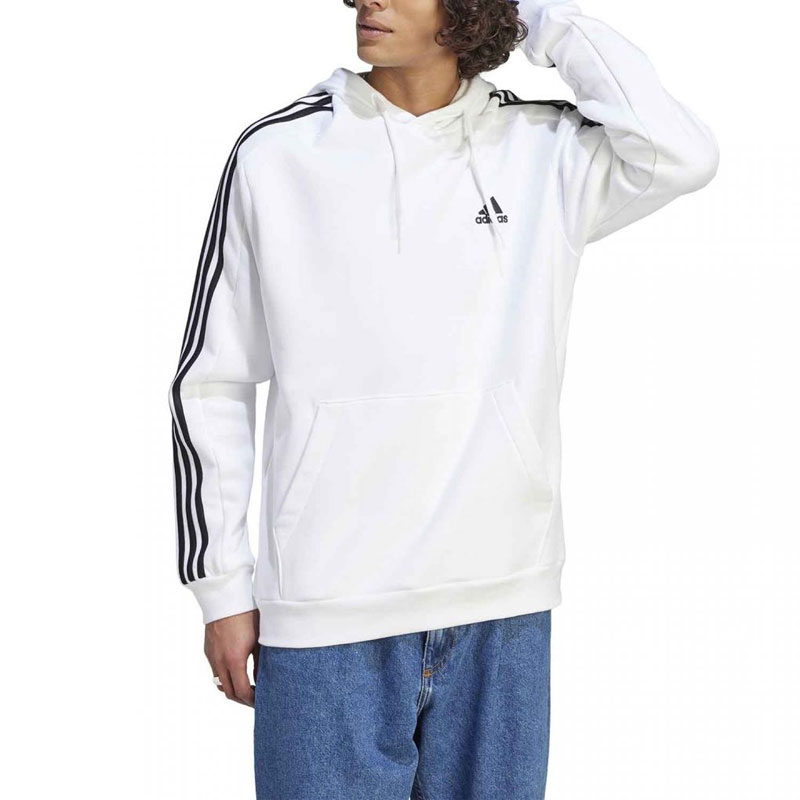 ADIDAS ESSENTIALS FLEECE 3-STRIPES HOODIE (IJ6476)ΑΝΔΡΙΚΗ ΦΟΥΤΕΡ ΜΠΛΟΥΖΑ ΛΕΥΚΗ