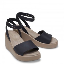 CROCS Brooklyn Ankle Strap Wedge (209406-07H)ΓΥΝΑΙΚΕΙΟ ΑΝΑΤΟΜΙΚΟ ΥΠΟΔΗΜΑ Black/Mushroom