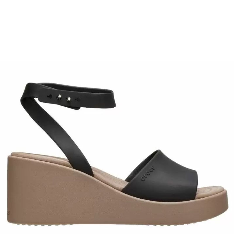 CROCS Brooklyn Ankle Strap Wedge (209406-07H)ΓΥΝΑΙΚΕΙΟ ΑΝΑΤΟΜΙΚΟ ΥΠΟΔΗΜΑ Black/Mushroom