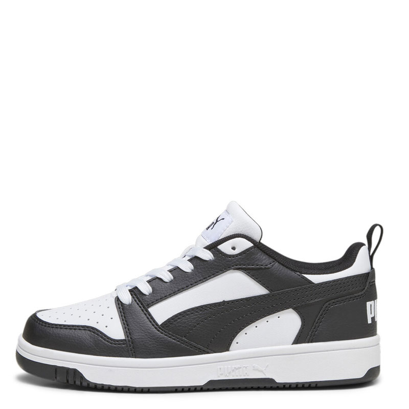 Puma Rebound V6 Low Junior Unisex Εφηβικο Παπουτσι Λευκο - Μαυρο 393833-01