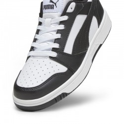 Puma Rebound V6 Low Junior Unisex Εφηβικο Παπουτσι Λευκο - Μαυρο 393833-01