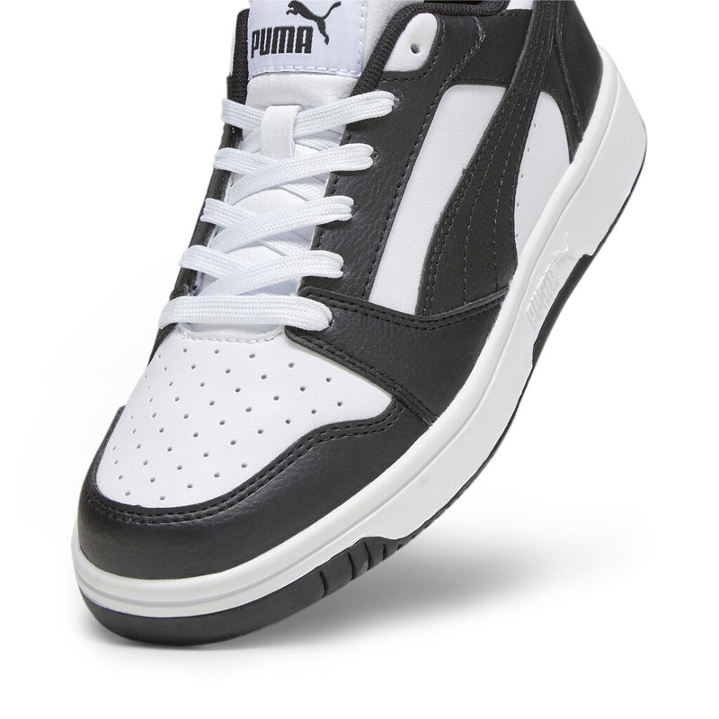 Puma Rebound V6 Low Junior Unisex Εφηβικο Παπουτσι Λευκο - Μαυρο 393833-01