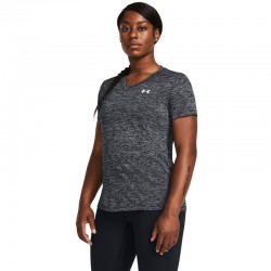 UNDER ARMOUR TECH TWIST SHORT-SLEEVED V-NECK TRAINING TOP (1384227-001)ΓΥΝΑΙΚΕΙΟ T-SHIRT Black/White