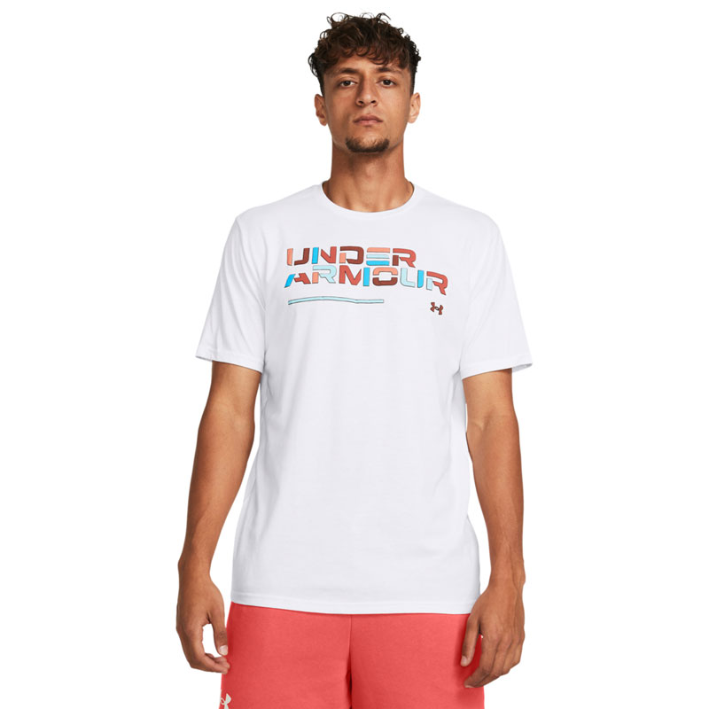 Under Armour Colorblock Wordmark Short Sleeve T-shirt (1382829-100)ΛΕΥΚΟ ΑΝΔΡΙΚΟ T-SHIRT